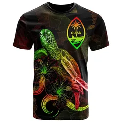 Guam Polynesian T shirt - Turtle With Blooming Hibiscus Reggae