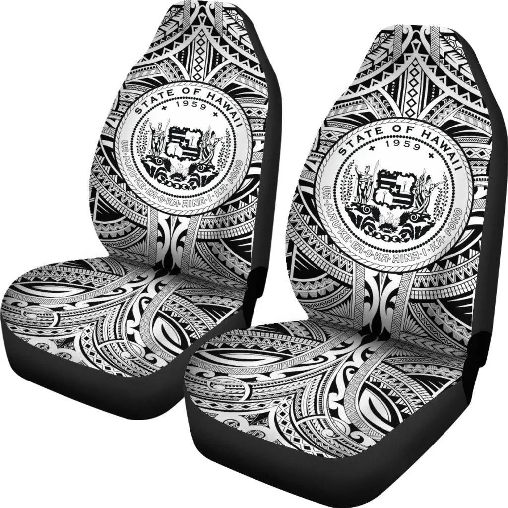 Hawaii Car Seat Covers - Polynesian Tattoo and Coat Of Arm Hawaii