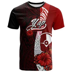 Yap Micronesia T-Shirt - Coat Of Arm With Hibiscus