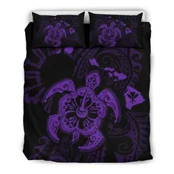 FamilyGater Bedding Set - Cover and Pillow Cases Hawaiian Map Kanaka Hibiscus Turtle Purple Polynesian - AH - J4
