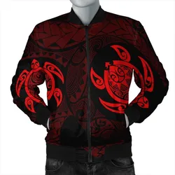 Hawaiian Two Turtle Polynesian Bomber Jacket Red