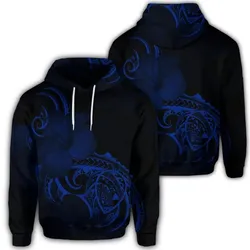 Alohawaii Hoodie - Hawaiian Map Turtle Hibiscus Divise Polynesian Hoodie Blue - AH - JR