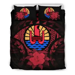FamilyGater Bedding Set - Cover and Pillow Cases Tahiti \bRed Hibiscus A02