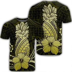 Alohawaii Tee - Hawaii Polynesian Pineapple Hibiscus T-shirt Yellow - AH - J4R