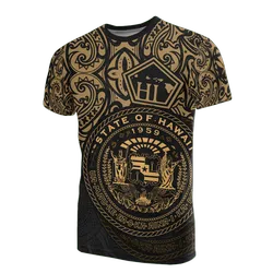 Hawaii Pride Hawaii Seal Polynesian Tattoo Gold Unisex 3D T-Shirt All Over Print ONCAH