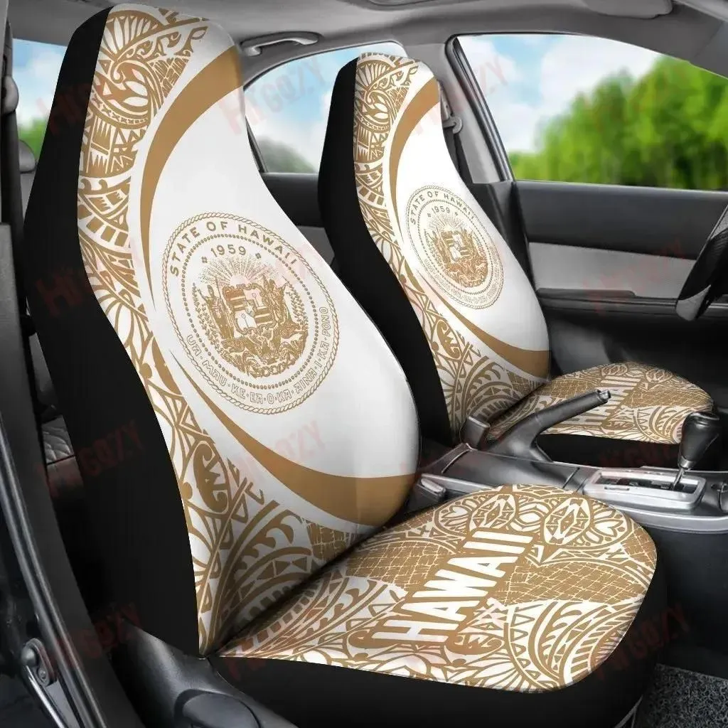 Hawaii Coat Of Arm Polynesian Car Seat Covers - Circle Style 06 J1