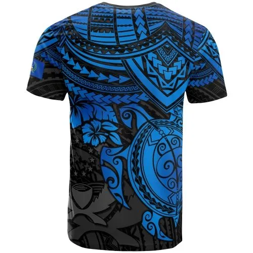 Pohnpei T shirt - Pohnpei Flag Blue Turtle Hibiscus