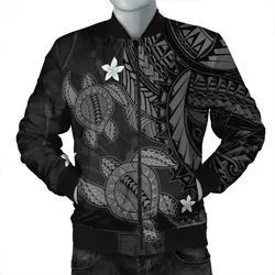 FamilyGater Jacket - Hawaii Polynesian Turtle Hibiscus Bomber Jacket - Gray - AH - J4R