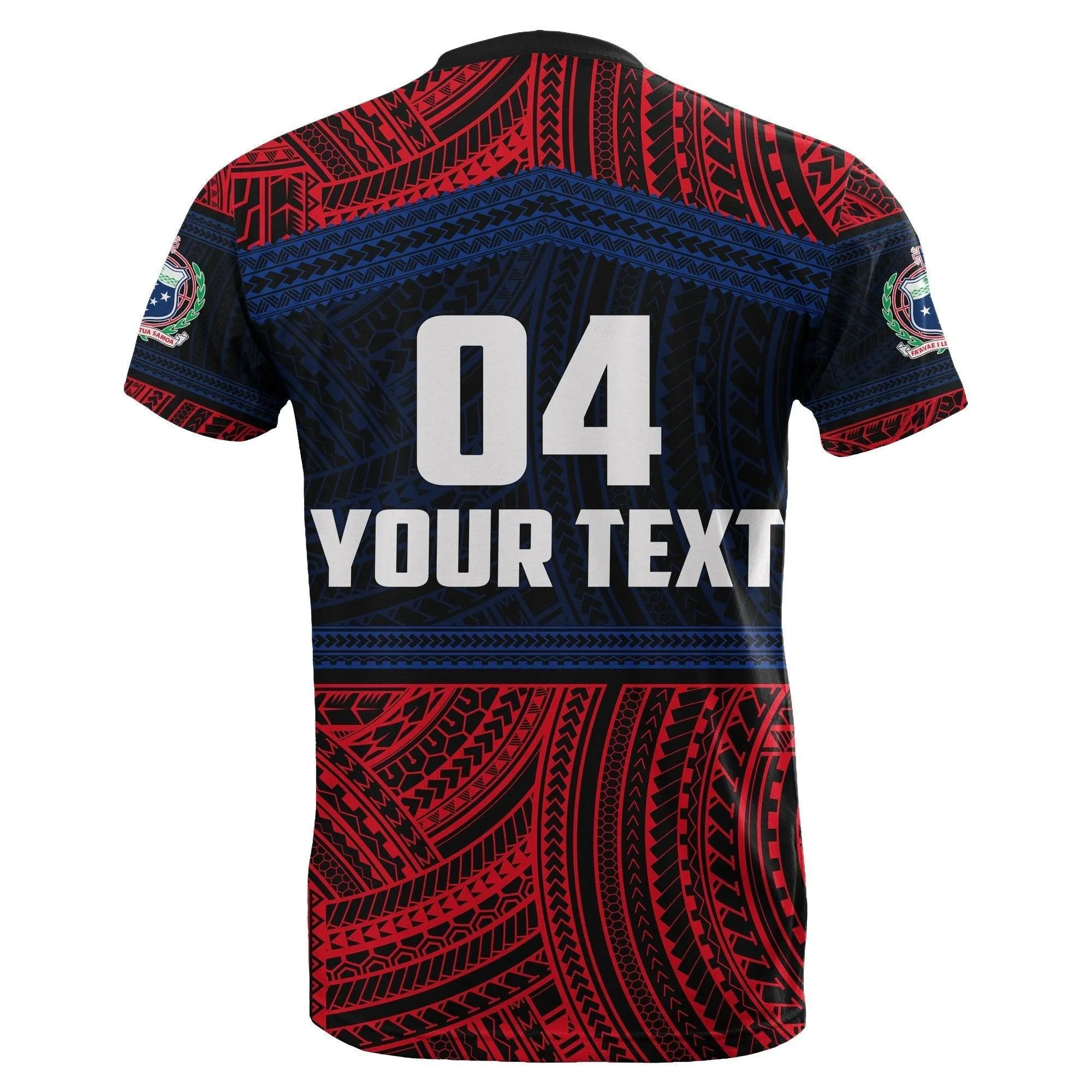 (Custom Personalised) Samoa Rugby Polynesian Patterns T Shirt Red