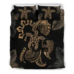 Hawaiian Hibiscus Wave Turtle Polynesian Bedding Set - AH J4