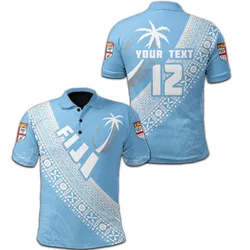 (Custom Personalised) Fiji Tapa Rugby Polo Shirt version Style You Win - Blue
