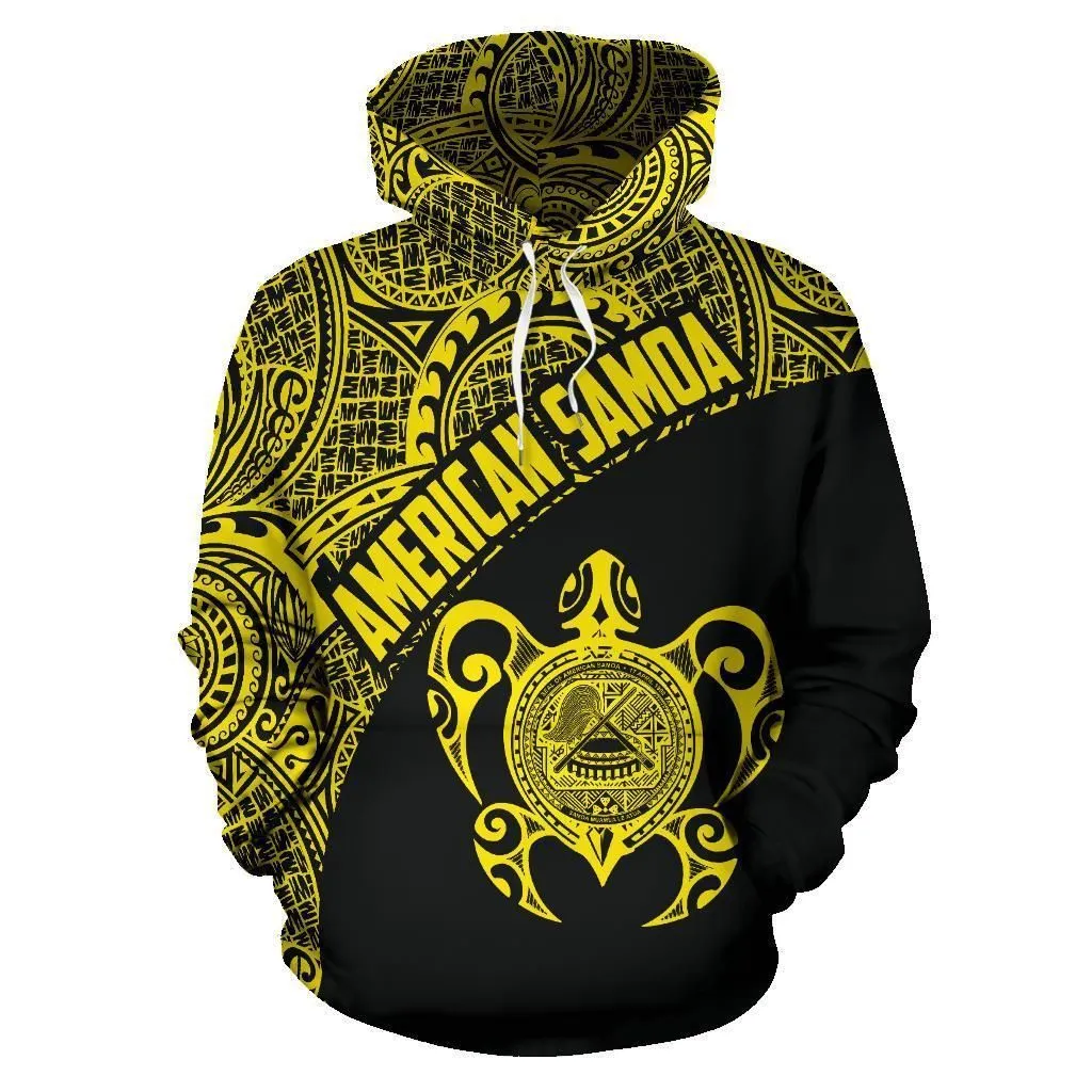 American Samoa Hoodie - American Samoa Seal In Turtle Polynesian Tattoo Yellow