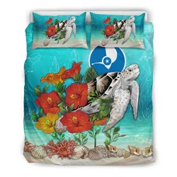 Polynesian Yap Ocean Turtle Hibiscus A Bedding Set Camli Pwr