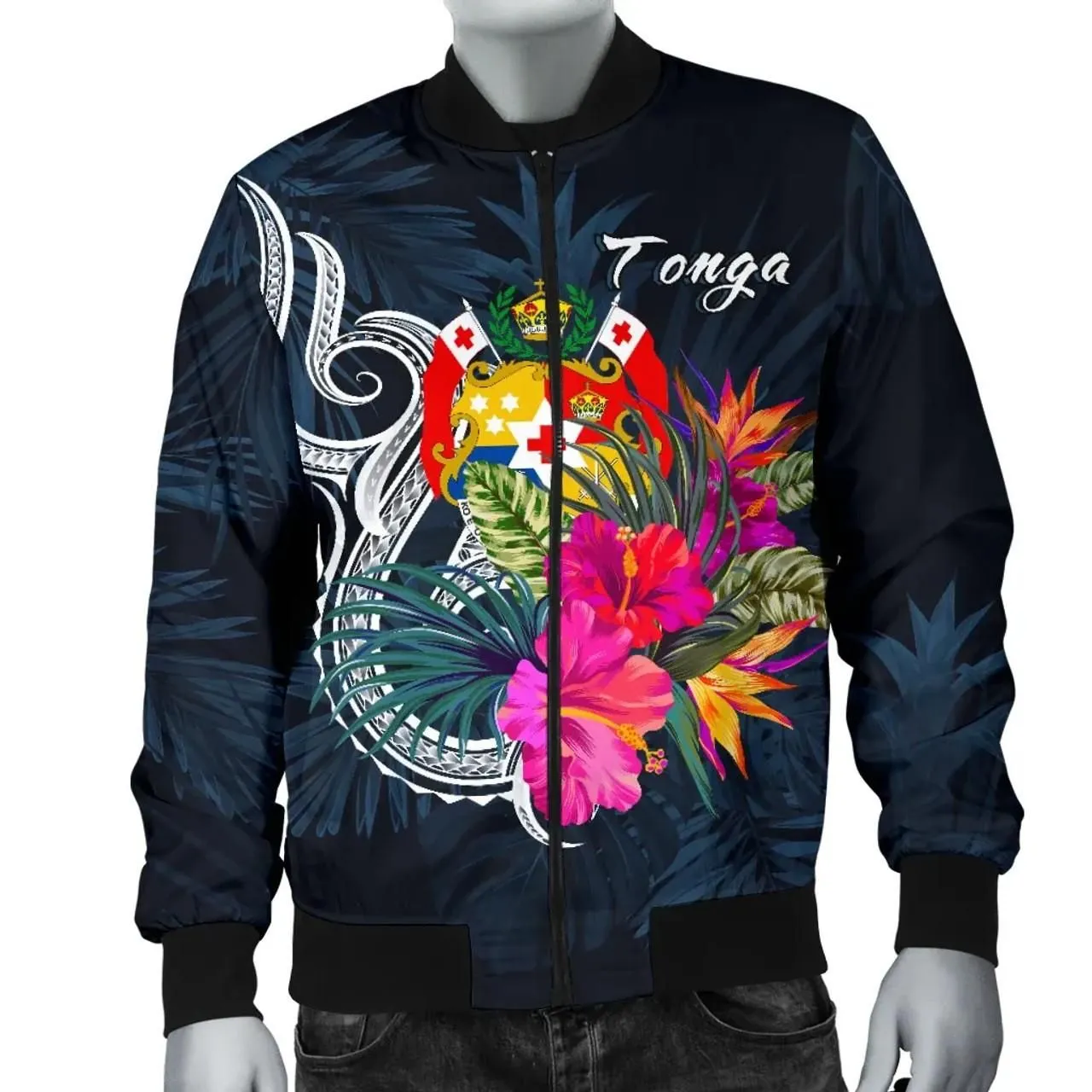 Tonga Polynesian Bomber Jacket - Tropical Flower