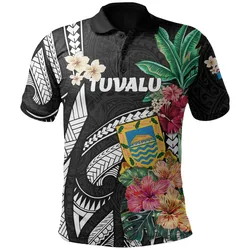 Tuvalu All Over Print Polo Shirt Coat Of Arms Polynesian With Hibiscus TH5