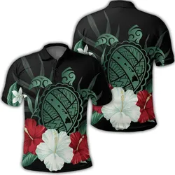 Hawaiian Map Turtle Hibiscus Polynesian Polo Shirt - AH