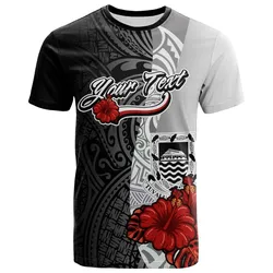 Tuvalu Polynesian Custom Personalised T-Shirt - Coat Of Arms With Hibiscus White - BN12