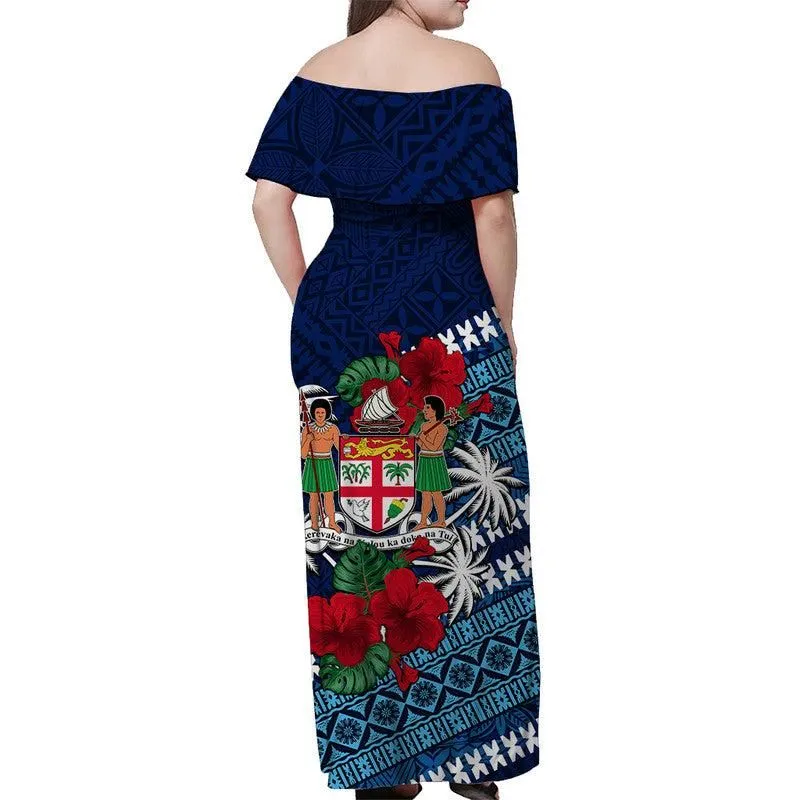 Fiji Patterns With Hibiscus Combo Shirt And Dress LT6