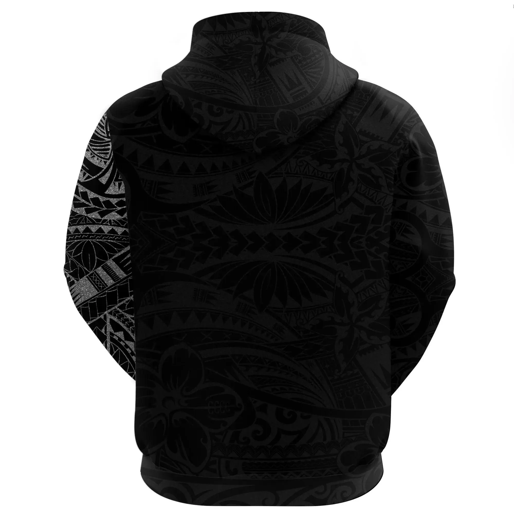 Polynesian Hoodie Tattoo Style Silver A7