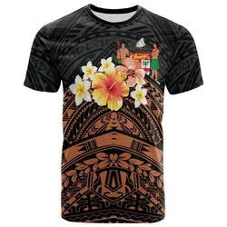 Fiji Custom Personalised T - Shirt - Tribal Pattern Hibiscus