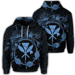 Hawaiian Kanaka Turtle Hibiscus Polynesian Hoodie - Anthea Style Pastel Blue