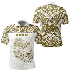 (Custom Personalised) Guam Rugby Polo Shirt Polynesian Patterns - Gold Old LT16