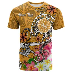 Tahiti Custom Personalised T-Shirt - Turtle Plumeria (Gold)