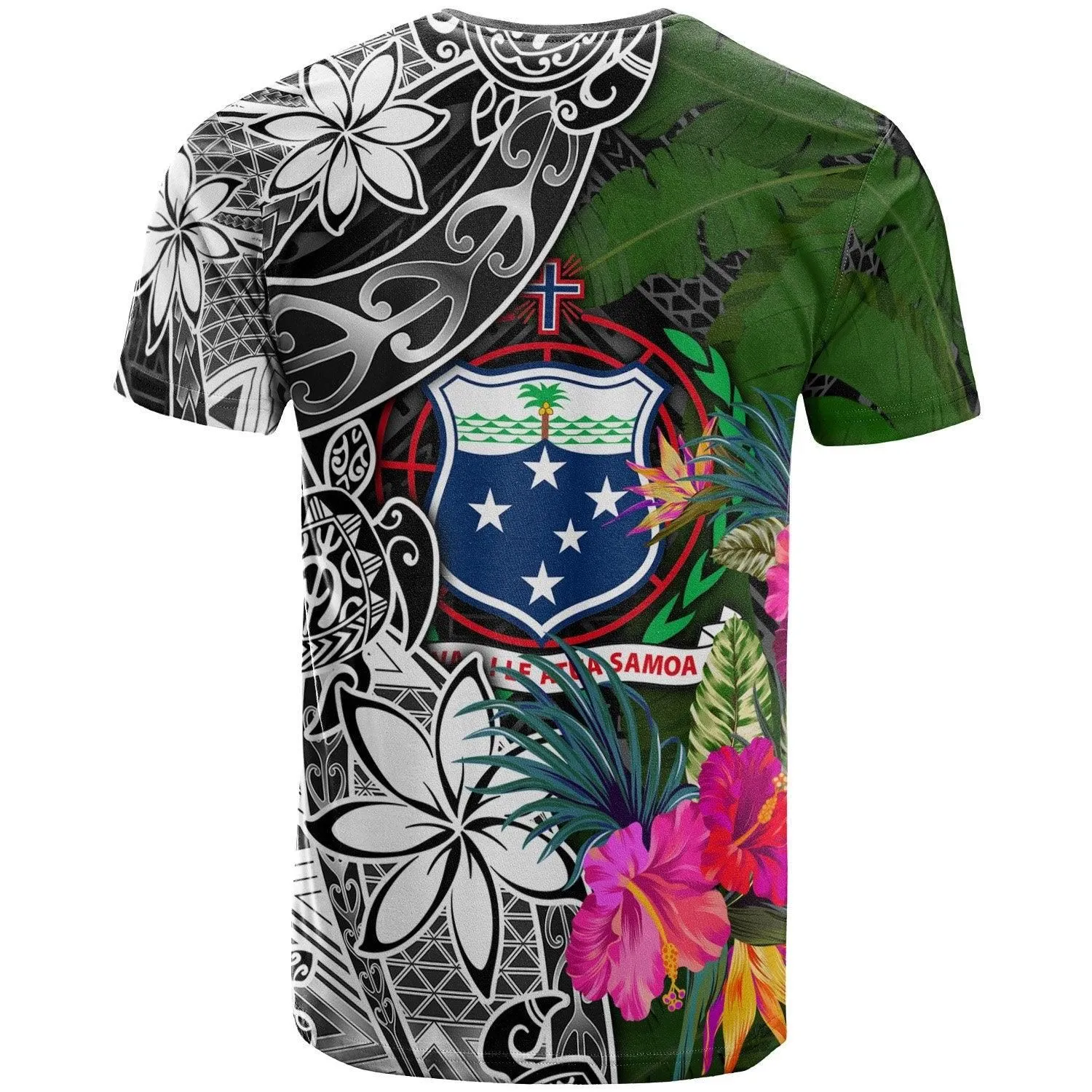 Samoa T-Shirt - Turtle Plumeria Banana Leaf