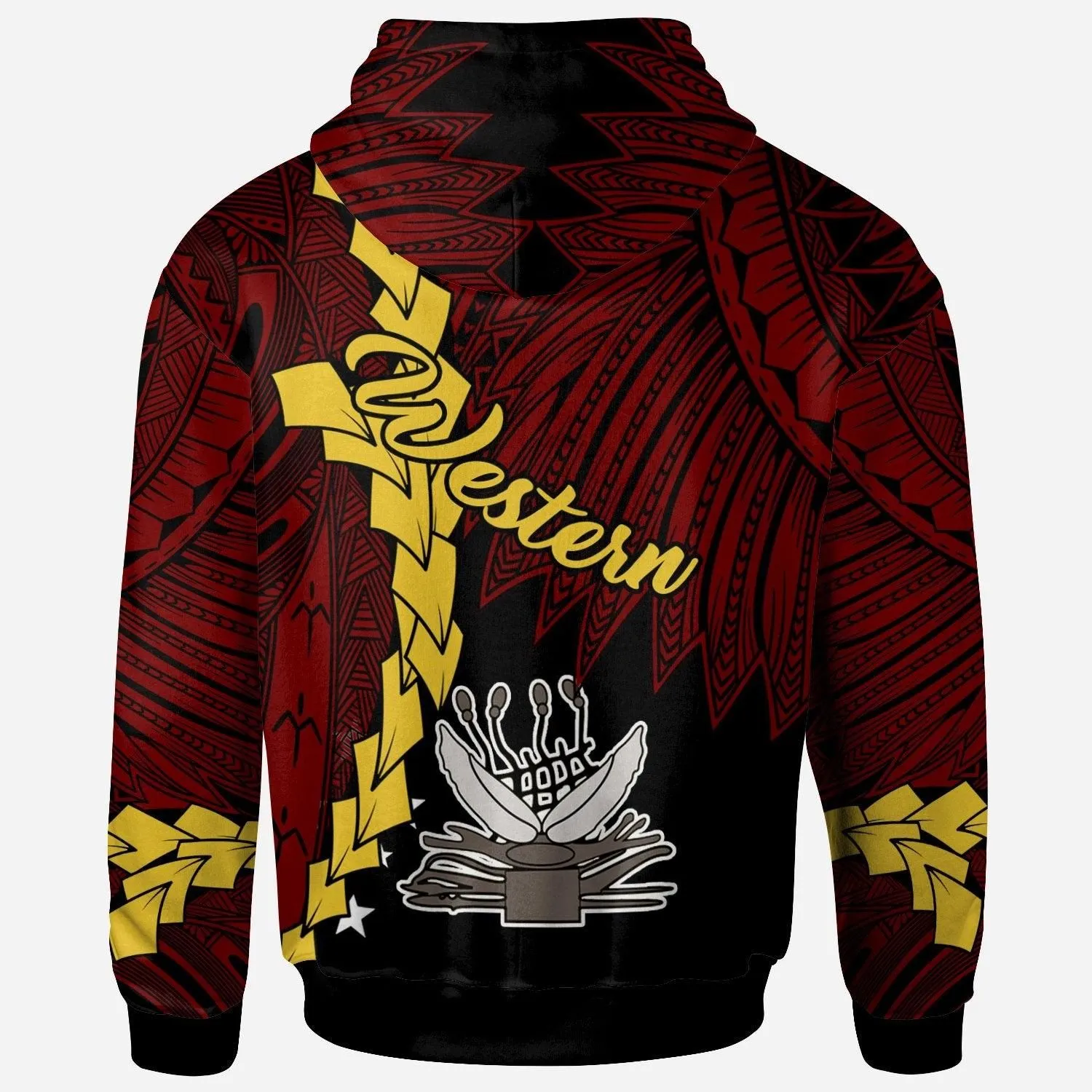 Papua New Guinea Western Province Polynesian Custom Personalised Hoodie - Tribal Wave Tattoo