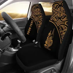 New Caledonia Custom Personalised Car Seat Covers - New Caledonia Coat Of Arms Polynesian Gold Curve