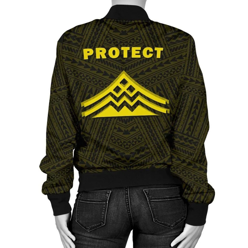Hawaii Mauna Kea Polynesian Womens Bomber Jacket Yellow