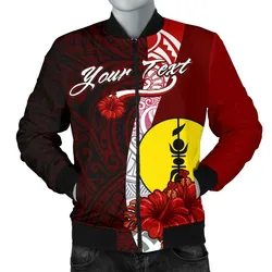 New Caledonia Polynesian Custom Personalised Mens Bomber Jacket - Coat Of Arm With Hibiscus