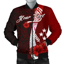 Kosrae Micronesia Custom Personalised Mens Bomber Jacket - Coat Of Arm With Hibiscus