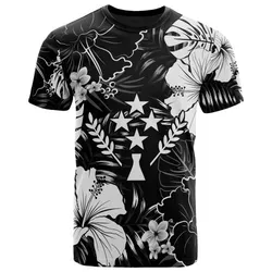 Kosrae Micronesia T Shirt - White Hibiscus Palm Monstera