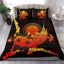 Northern Mariana Islands Polynesian Bedding Set - Swordfish With Hibiscus