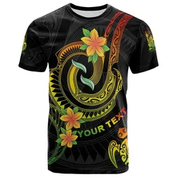 New Caledonia Custom Personalised T - Shirt - Reggae Plumeria Flowers with Spiral Patterns