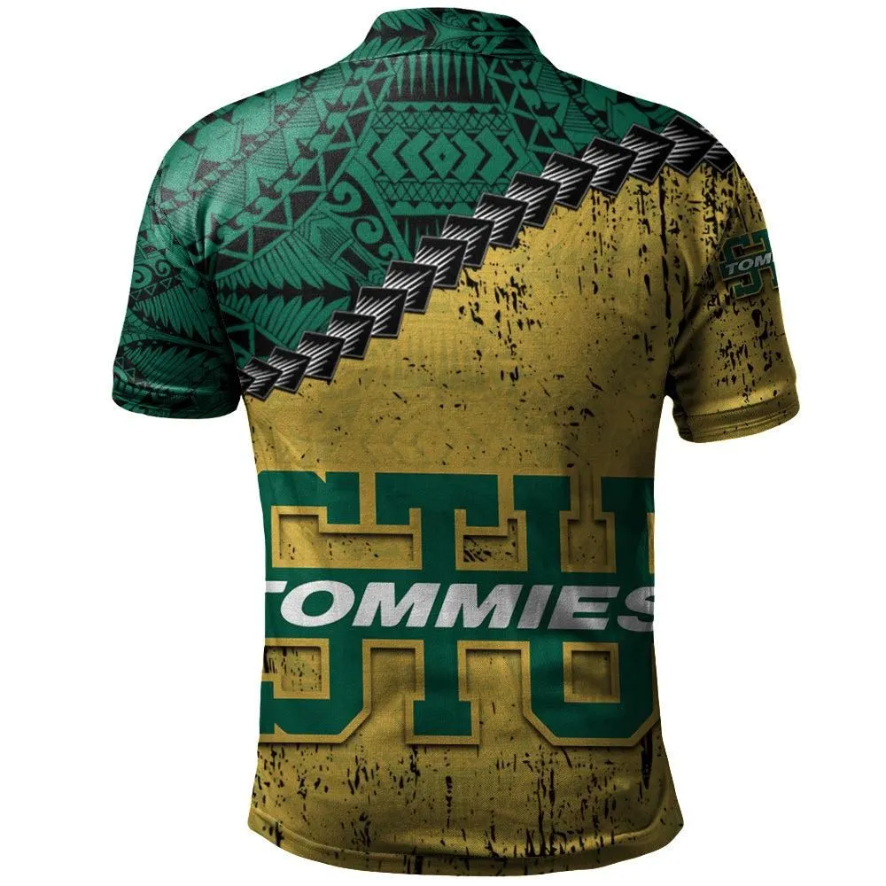 St. Thomas (Canada) Tommies Polo Shirt Grunge Polynesian Tattoo - CA CIS