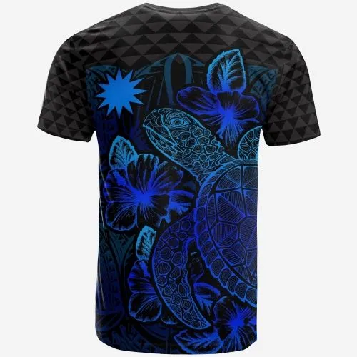 Vibe Hoodie Nauru T shirt - Nauru Flag Turtle Hibiscus Blue