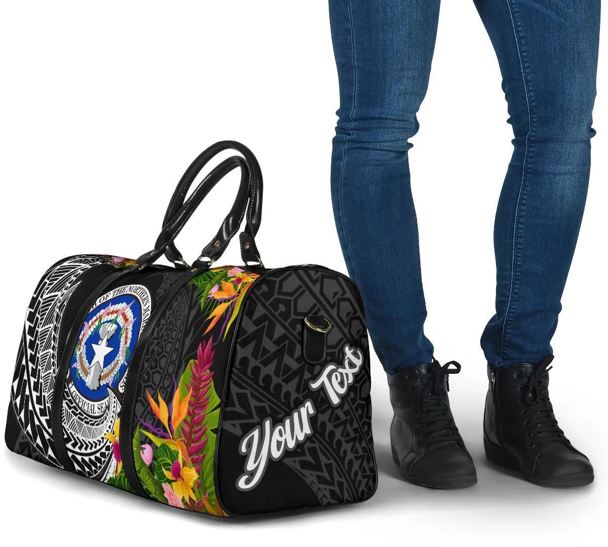 Northern Mariana Islands Travel Bag - Custom Personalised Seal Spiral Polynesian Patterns