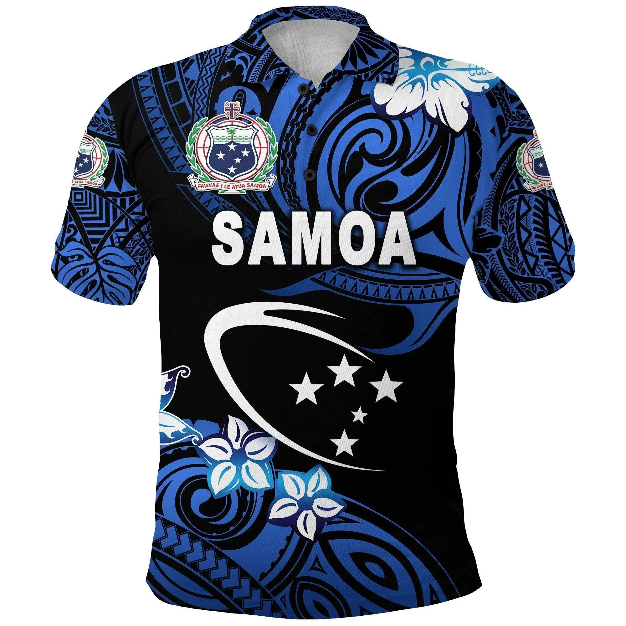 Manu Samoa Rugby Polo Shirt Unique Vibes - Blue