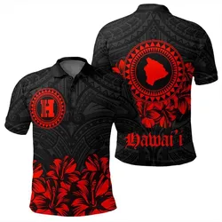 Hawaii Map Hibiscus Polynesian Polo Shirt - Lithe Style