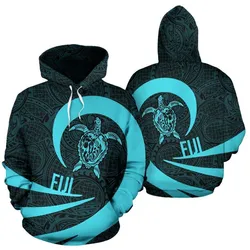 Fiji Hoodie - Fiji Turtle Mermaid Roll Into Polynesian Tattoo Blue Th72