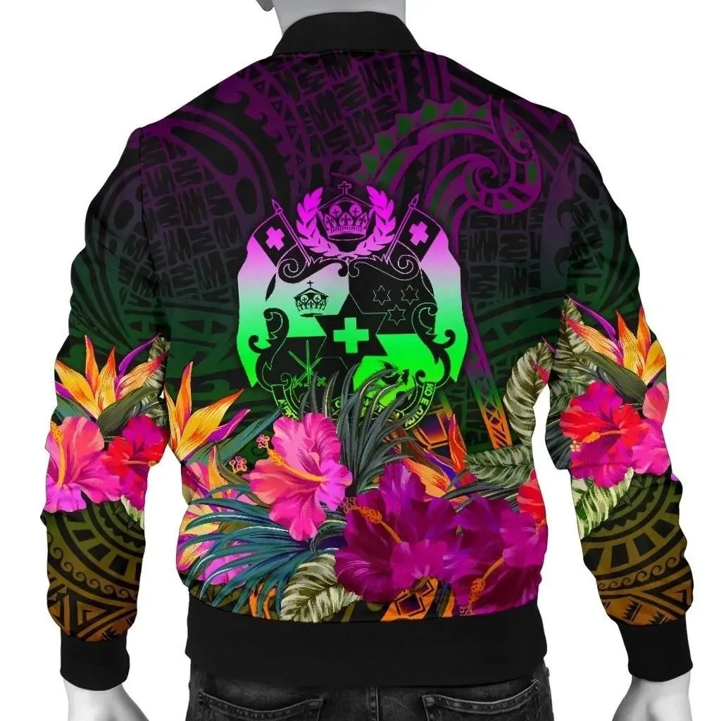 FamilyGater Jacket - Bomber Jacket Tonga Polynesian - Summer Hibiscus - BN15