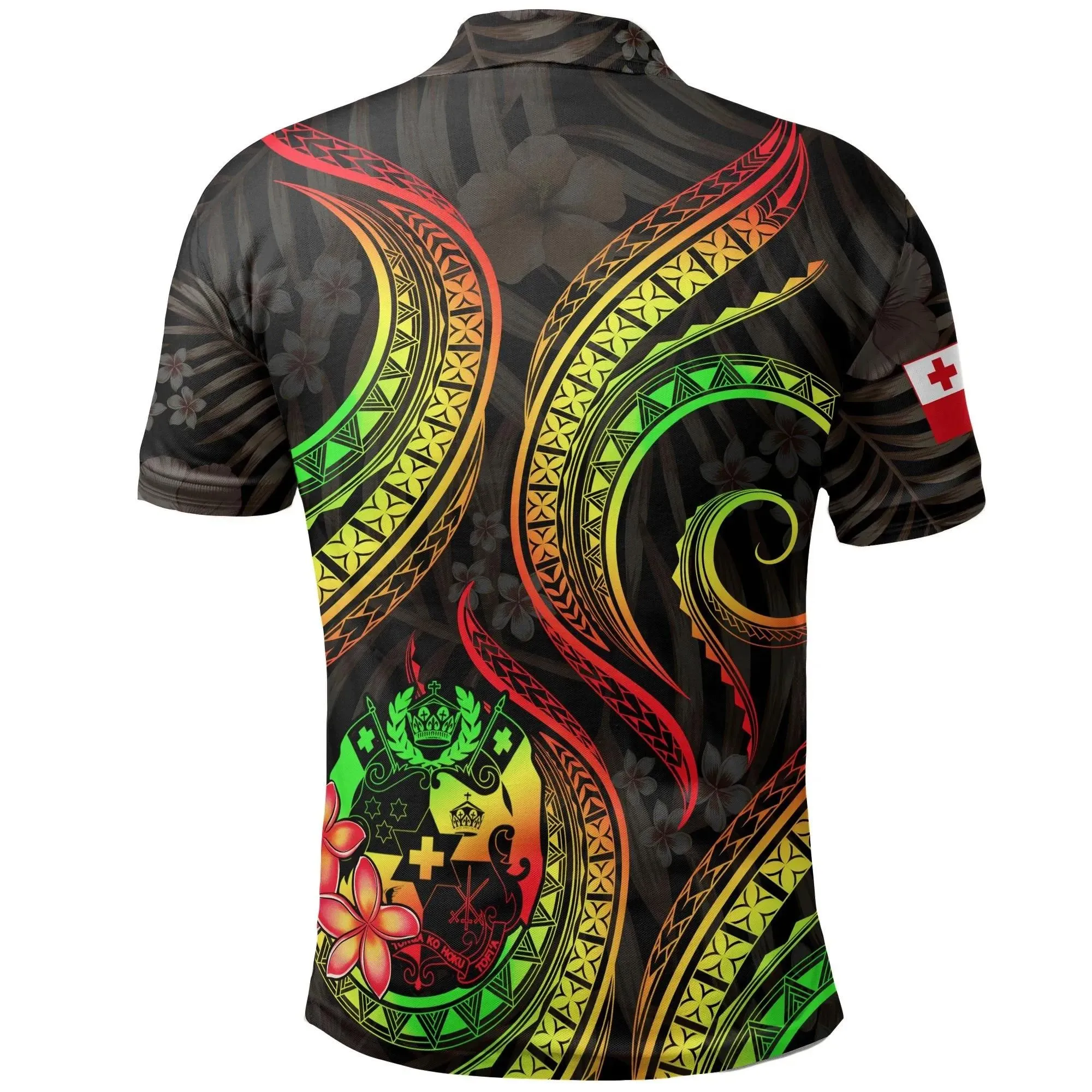 Tonga Polynesian Polo Shirt - Reggae Plumeria - BN11