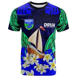 Fijian Drua Rugby T-Shirt - Custom Fijian Drua Rugby League with Polynesian Culture T-Shirt