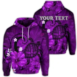 Alohawaii Hoodie - (Personalised) Hawaiian Map Big Turtle Hibiscus Plumeria Tribal Polynesian Hoodie - Purple - AH - J6R