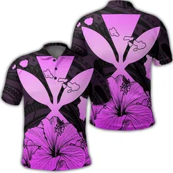 Hawaiian Kanaka Polo Shirt Hibiscus Polynesian Love - Pink
