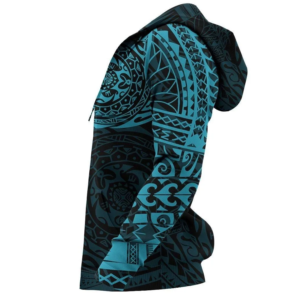Polynesian Tattoo All Over Hoodie - Blue
