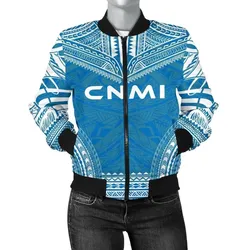 Northern Mariana Islands Flag Polynesian Chief Women'S Bomber Jacket - Bn10