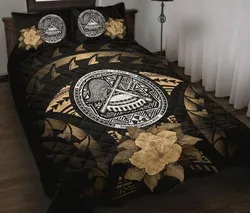 American Samoa Polynesian Hibiscus Golden Quilt Bedding Set-ML